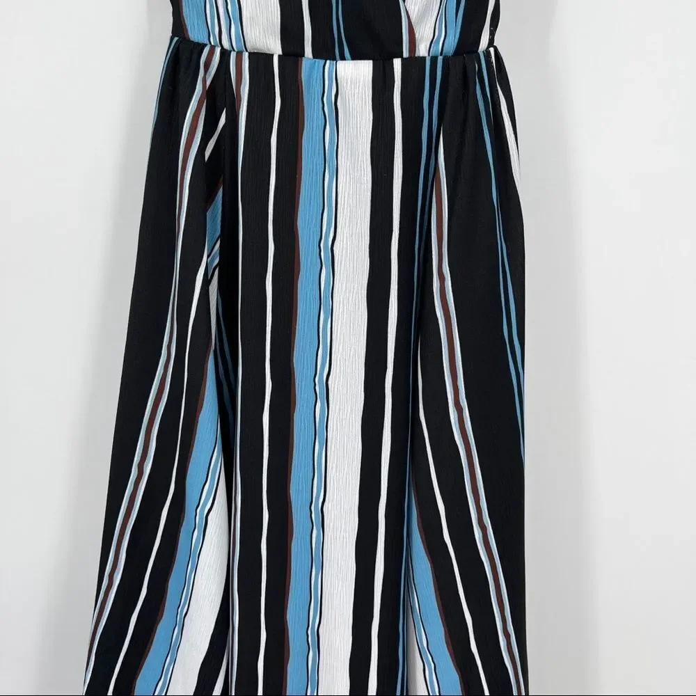 L'ATISTE Multi Striped Cutout Criss-cross A-Line Woven V-neck Sleeveless Dress - Picture 3 of 16